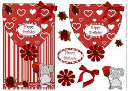 Birthday Bunny Red Rose