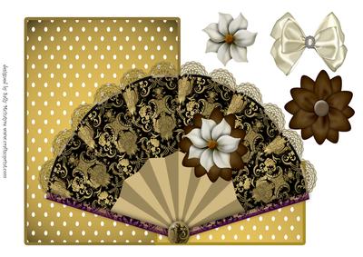 Japenese Fan with Decoupage Flowers and Bow