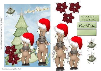 I Wait All Year to Say Merry Christmas Horses with Santa Hat