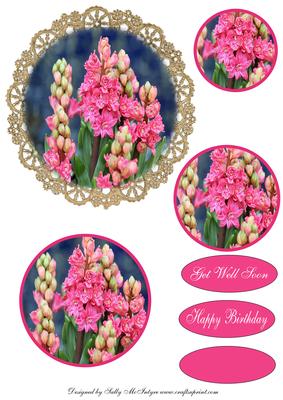 Lace and Flowers Round Pyramid Happy Birthday Get Well Soon