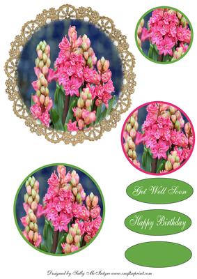 Lime Green Lace and Flowers Round Pyramid Happy Birthday Get