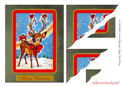 Top Left Hand Stacker Santas Reindeer Vintage
