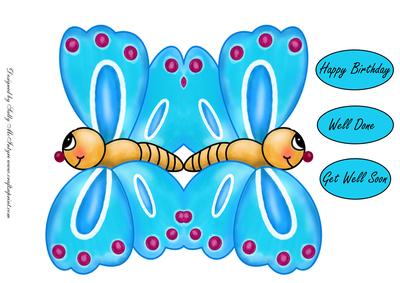 Butterfly Shaped Card Happy Birthday Well Done.