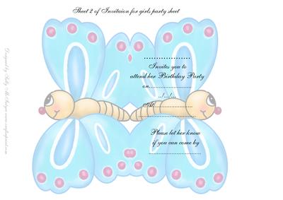 Sheet 2 of Invitaion for Girls Party Sheet