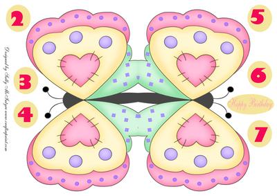 Butterfly Shaped Age Birthday Card Ages 2-6