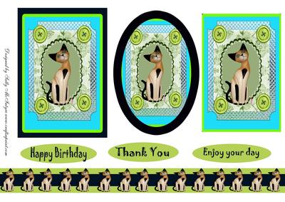 3 Cat Toppers with Ribbon and Greetings