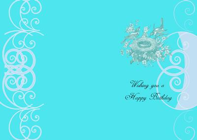 Wishing You a Happy Birthday Azure Insert with Birds