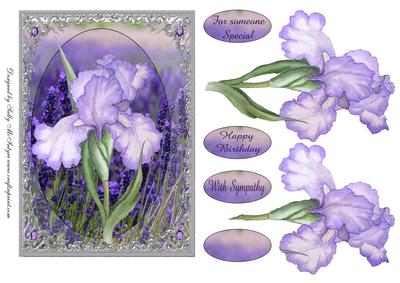 Step by Step Happy Birthday with Sympathy Lavender and Iris