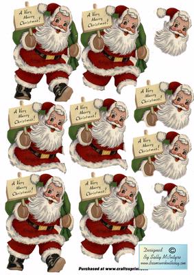 Santa Great Size to 3D Onto the Front of Your Card