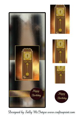 Vertical Fold Back Grandfather Clock Male Card