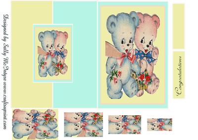 Congratulations Baby Bears Fold Back Card