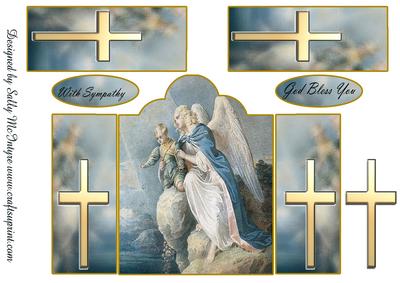 Gold Cross with Sympathy God Bless You Angel