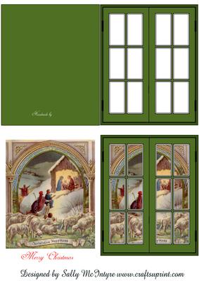 In My Green Window Nativity Merry Christmas Hand Made By