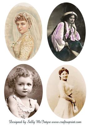 Vintage Ladies 4 Oval