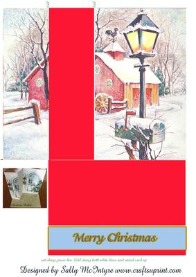 Stand Up Folded Card Christmas Out in the Snow Merry Christ