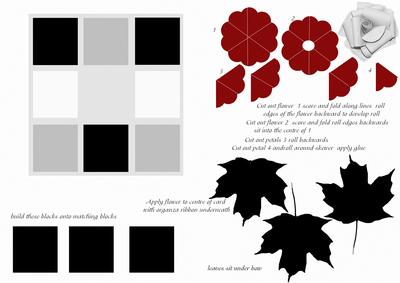 Black and White Paper Flower on Dimensional Card Front for W