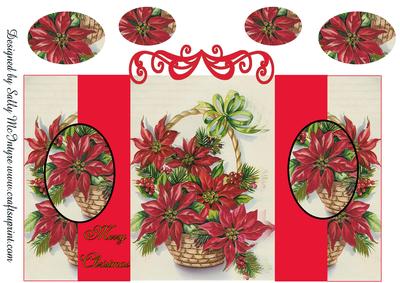 Poinsettia Double Fold Back with Pyramids Merry Christmas