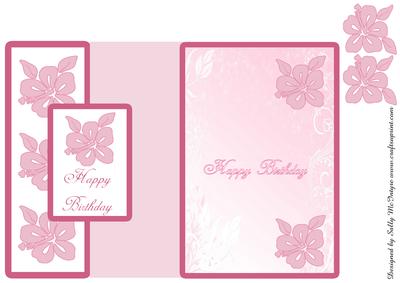 Foldback Hibiscus Card with Pyramid Happy Birthday