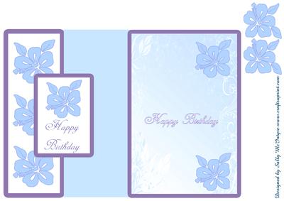 Foldback Hibiscus Card with Pyramid Happy Birthday in Blue