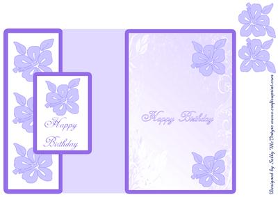 Foldback Hibiscus Card with Pyramid Happy Birthday in Lilac