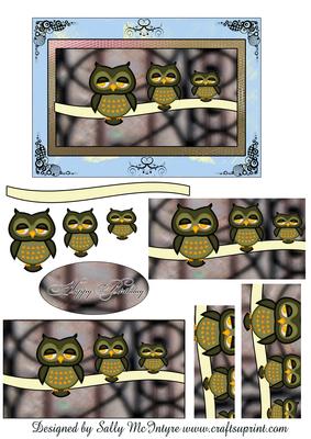 Three Little Owls Happy Birthday