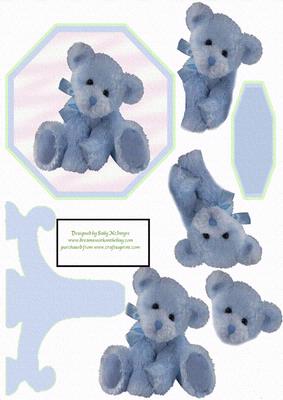 Blue Bear Step by Step on a Plate Card