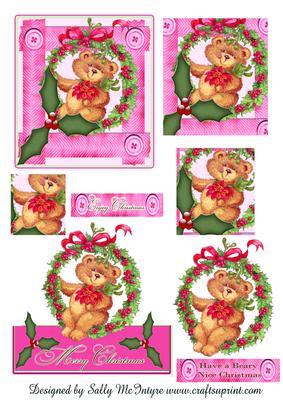 Wishing You a Beary Nice Christmas 2 Card Sheet