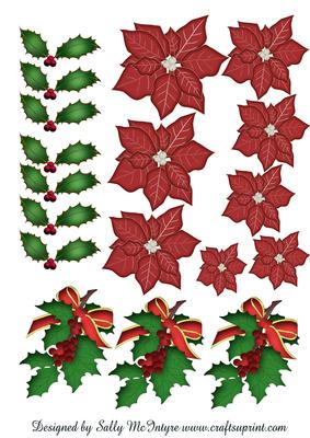 Holly and Poinsettia