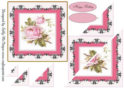 Roses and Lace Square Corner Stack Card
