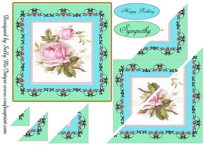With Sympathy Happy Birthday Roses and Lace Card