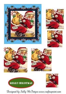 Santa on Ski's Navy Blue