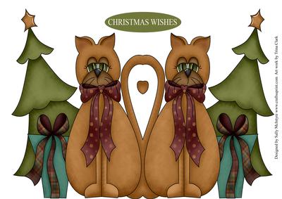 Christmas Cat and Tree Shaped Card