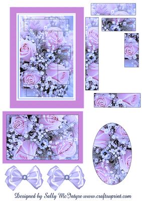 Intertwined Pyramid Roses Lilac 2 Card Sheet