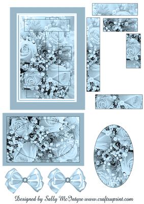 Intertwined Pyramid Roses Sea Blue