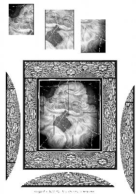 Intertwined Pyramid Vintage Santa Black and White