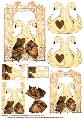 Swan Song 2 Card Sheet in Gold