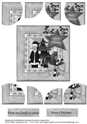 Black and White Santa 4 Corner Double Stacker