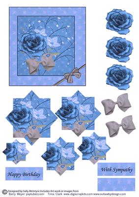 Roses in the Blue Happy Birthday with Sympathy.