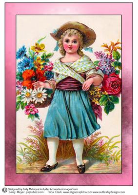 A4 Card Vintage Girl