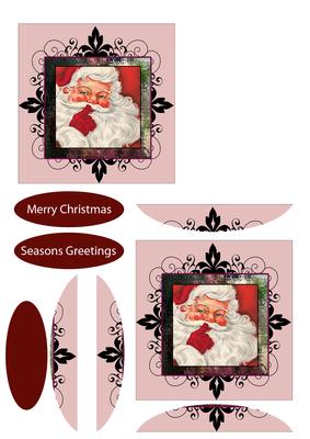 Santa 4 Side Pyramid Seasons Greetings Merry Christmas