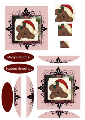 Christmas Puppy Side Pyramid Seasons Greetings Merry Christ