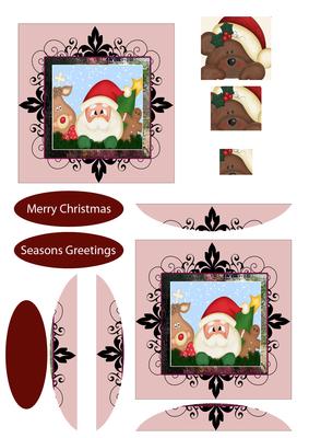 So Cute Santa Side Pyramid Seasons Greetings Merry Christma