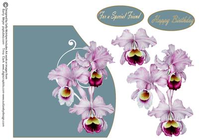 For a Special Friend Orchid 3D Teardrop Card Happy Birthd