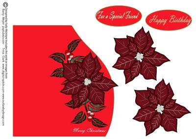 Print Cut and Fold Christmas Poinsettia or December Birthday