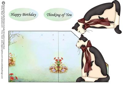 Puss Cat Happy Birthday Thinking 0f You