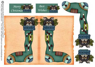 Cat in a Sock Christmas Merry Christmas Best Wishes