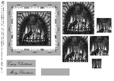 Black and White in Front of the Fire Place Enjoy Christmas m