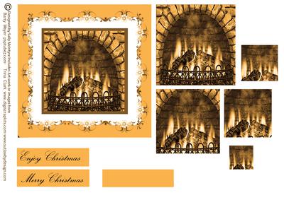 Golden Glow in Front of the Fire Place Enjoy Christmas Merry