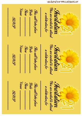 Daisy Yellow 21st Invitation