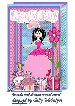 Inside Out Dimensional Card Pretty Girl in Pink